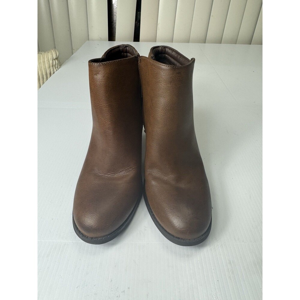 MIA Women’s Size 9 Brown Ankle Boots Side Zip Block Heel Booties